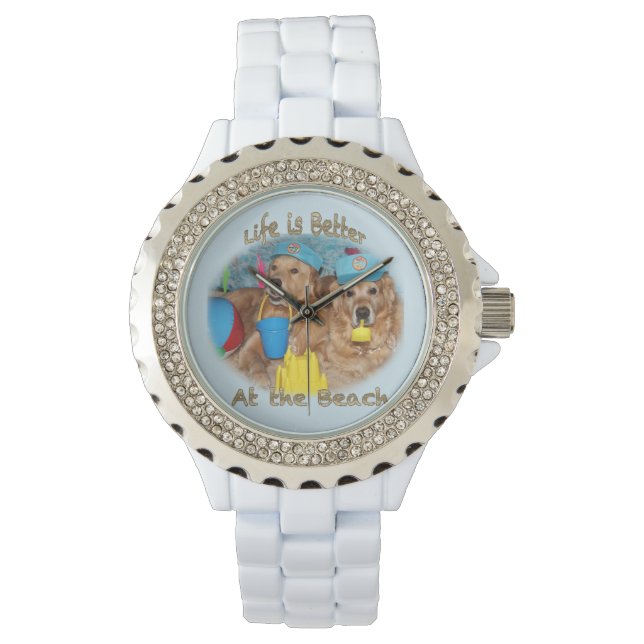 Reloj De Pulsera Golden Retriever Beach Bums (Anverso)