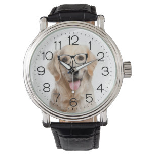 Reloj De Pulsera Golden Retriever con gafas