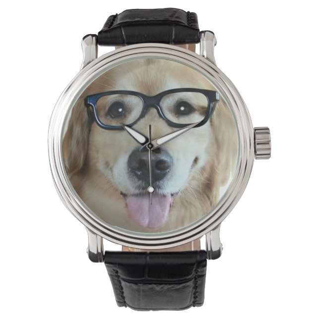 Reloj De Pulsera Golden Retriever con lentes nerviosos (Anverso)