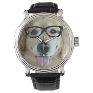 Reloj De Pulsera Golden retriever con los vidrios del empollón