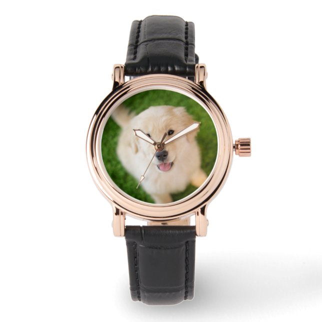 Reloj De Pulsera Golden Retriever Puppy on Grass (Anverso)