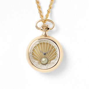 Reloj De Pulsera Golden Seashell & Pearl Bokeh Bling