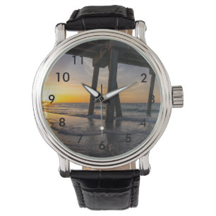 Reloj De Pulsera Golden Sunrise Under Pensacola Pier Wrier Watch