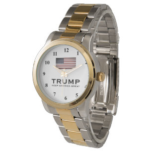 Reloj De Pulsera Golden Trump observa la bandera de Estados Unidos