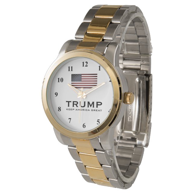 Reloj De Pulsera Golden Trump observa la bandera de Estados Unidos (Angular)