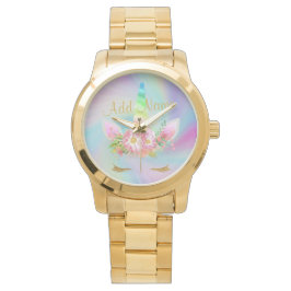 Reloj De Pulsera Golden Unicorn Rainbow Gold Watch
