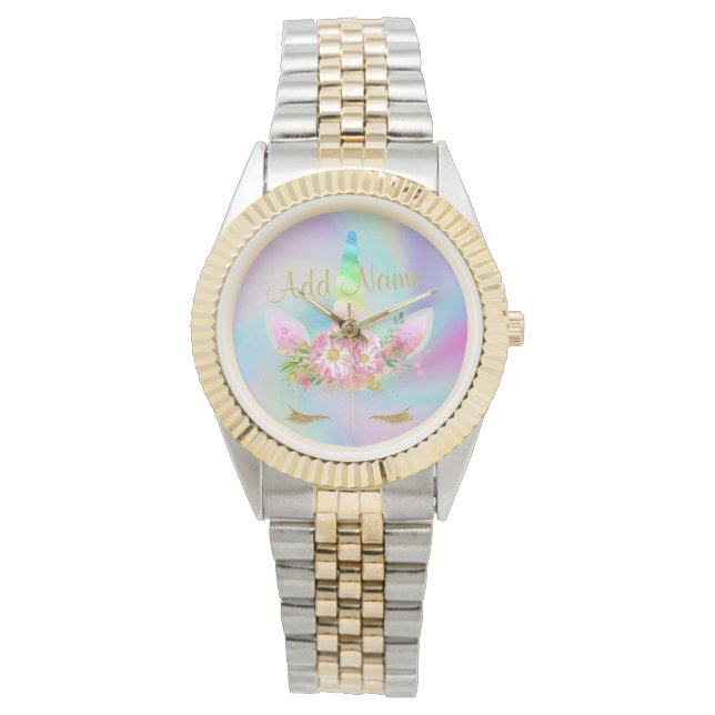 Reloj De Pulsera Golden Unicorn Rainbow Two Tone Watch (Anverso)
