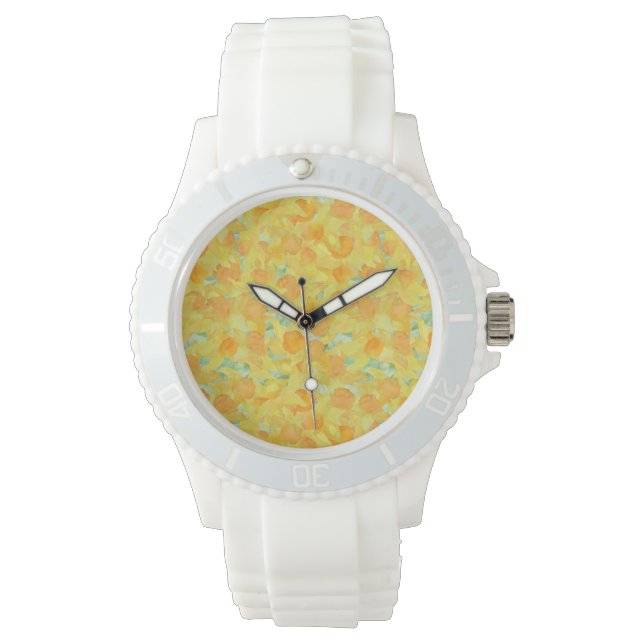 Reloj De Pulsera Golden Yellow Daffodils Sporty White Wrigwatch (Anverso)