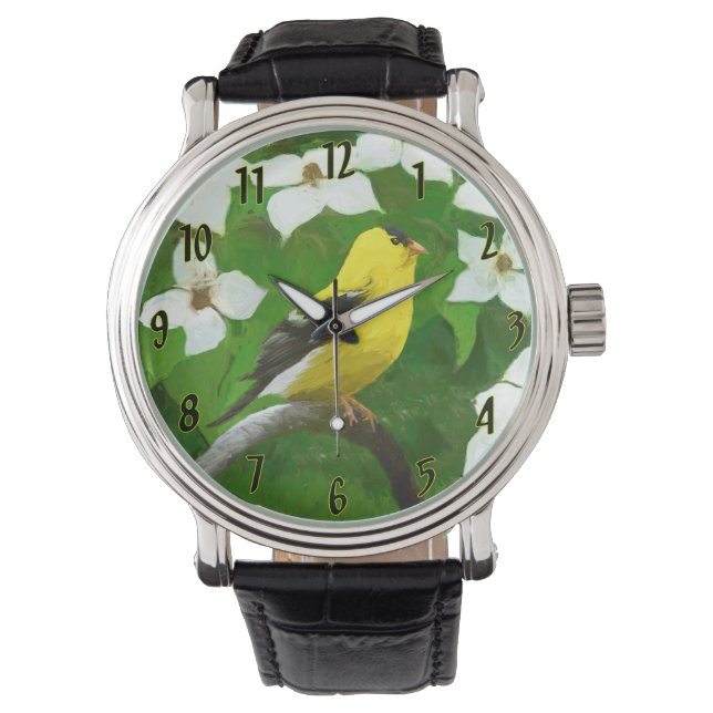 Reloj De Pulsera Goldfinch estadounidense en pintura de invierno -  (Anverso)