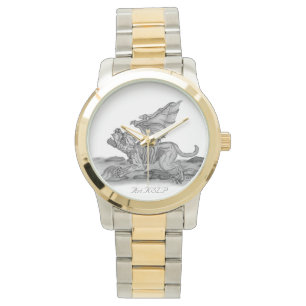 Reloj De Pulsera Golem Gargoyle, diseño blanco y negro