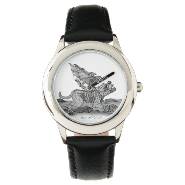 Reloj De Pulsera Golem Gargoyle, diseño blanco y negro (Anverso)