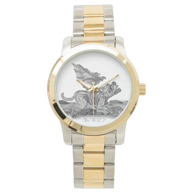 Reloj De Pulsera Golem Gargoyle, diseño blanco y negro (Anverso)