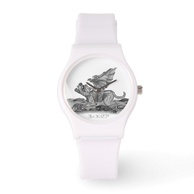 Reloj De Pulsera Golem Gargoyle, diseño blanco y negro (Anverso)