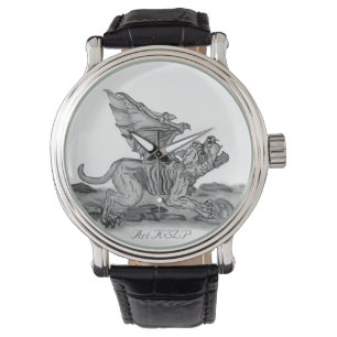 Reloj De Pulsera Golem Gargoyle, diseño blanco y negro