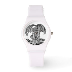 Reloj De Pulsera Golem Gargoyle, diseño blanco y negro