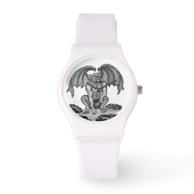 Reloj De Pulsera Golem Gargoyle, diseño blanco y negro (Anverso)