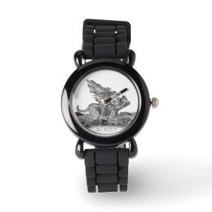 Reloj De Pulsera Golem Gargoyle, diseño blanco y negro