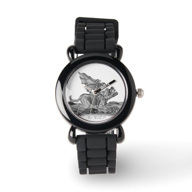 Reloj De Pulsera Golem Gargoyle, diseño blanco y negro (Anverso)