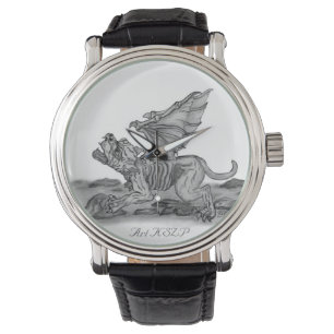 Reloj De Pulsera Golem Gargoyle, diseño blanco y negro