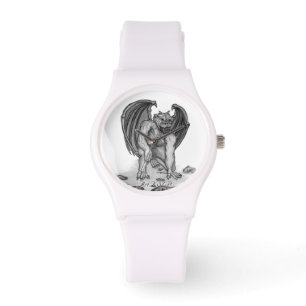 Reloj De Pulsera Golem Gargoyle, diseño blanco y negro