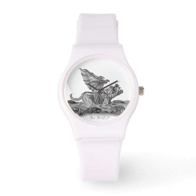 Reloj De Pulsera Golem Gargoyle, diseño blanco y negro (Anverso)