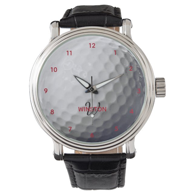 Reloj De Pulsera Golf Ball Look Personalizado Monograma (Anverso)