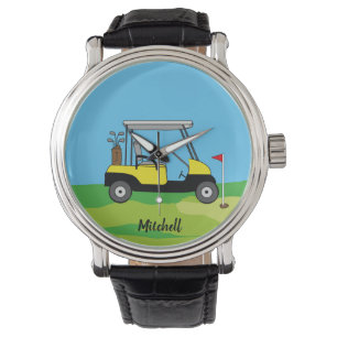 Reloj De Pulsera Golf Cart & Green Course Personalized 