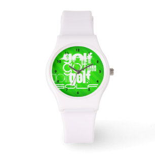 Reloj De Pulsera Golf; Neon Green Stripes.