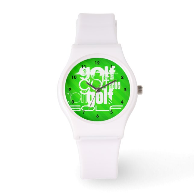 Reloj De Pulsera Golf; Neon Green Stripes. (Anverso)