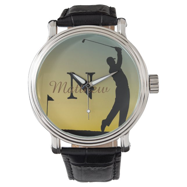 Reloj De Pulsera Golfer at Sunset Personalised (Anverso)