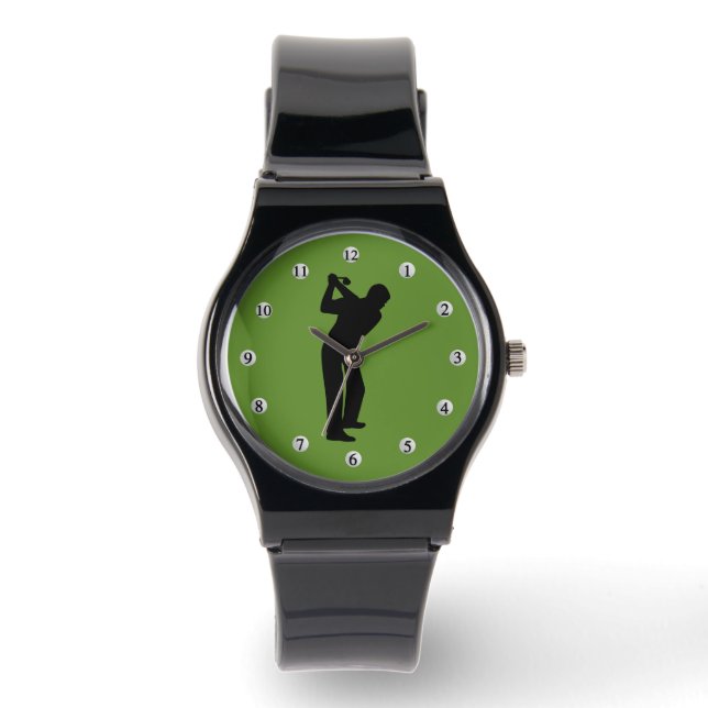 Reloj De Pulsera Golfer verde con número de bolas de golf (Anverso)