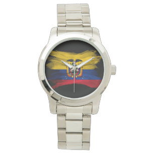 Reloj De Pulsera Golpe de pincel de bandera de Ecuador, bandera nac