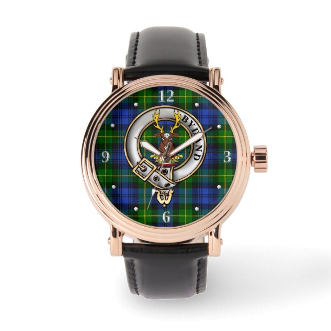 Reloj De Pulsera Gordon Clan Badge y Tartan (Anverso)
