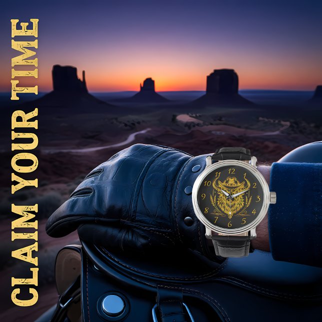 Reloj De Pulsera Gorra Cowboy Arte de búfalo dorado (Subido por el creador)