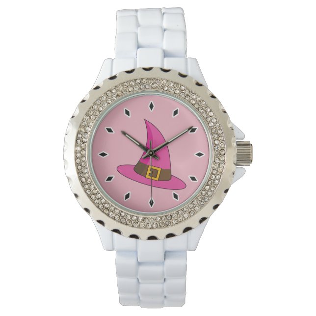 Reloj De Pulsera Gorra de bruja rosa (Anverso)