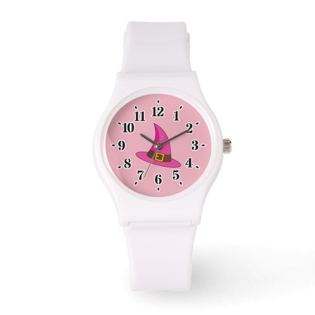 Reloj De Pulsera Gorra de bruja rosa (Anverso)
