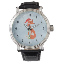 Reloj De Pulsera Gorra de Fox en Navidades sobre fondo azul gris ve