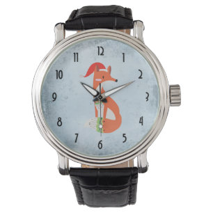 Reloj De Pulsera Gorra de Fox en Navidades sobre fondo azul gris ve