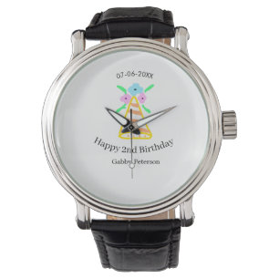 Reloj De Pulsera gorra naranja niños de 2 años retro floral brillan