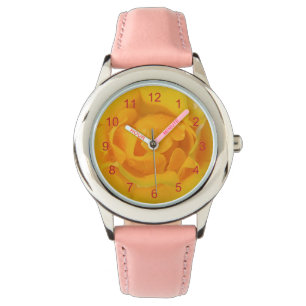 Reloj De Pulsera Gotas de agua de rosa amarilla romántica