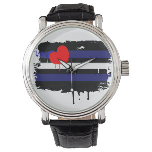 RELOJ DE PULSERA GOTEO DE CUERO DE LA BANDERA - .PNG