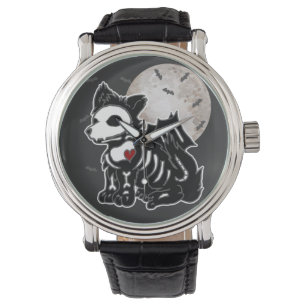 Reloj De Pulsera Gótico Emo de Anime Wolf Edgy Skeleton Perro de Ha