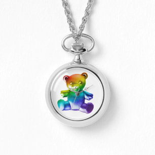 Reloj De Pulsera Gra de arcoiris de osito metalizado cepillado de S