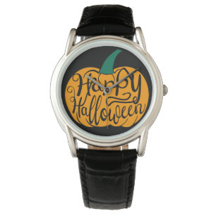 Reloj De Pulsera Grabación feliz de Halloween con calabaza tallada