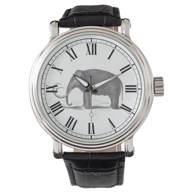 Reloj De Pulsera Grabado antiguo de mamut lúgubre número romano (Anverso)