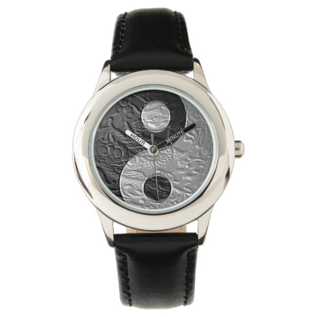 Reloj De Pulsera Grabado en relieve Yin Yang Dragon (Anverso)