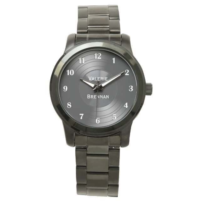 Reloj De Pulsera Grabar álbum personalizado con números blancos (Anverso)