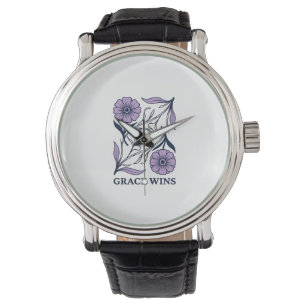 Reloj De Pulsera Grace Wins Floral Christian Vintage Engraving Tee_