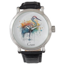 Reloj De Pulsera Graceful Crane: Arte acuarela, personalizado