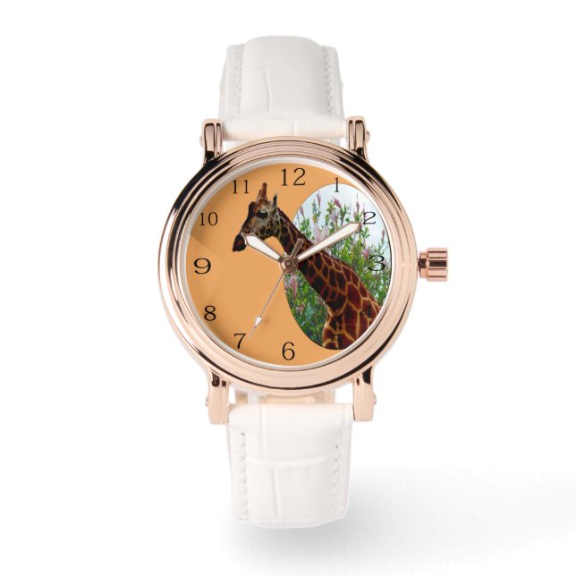 Reloj De Pulsera "Gracia tropical: Giraffe Popout con Hibiscus (Anverso)
